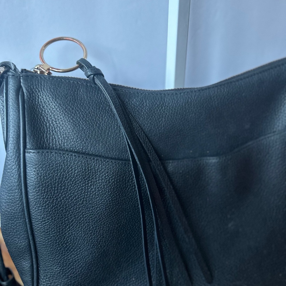 Coach Black Pebbled Leather Hobo Shoulder Bag with Tassel - Picture 6 of 12